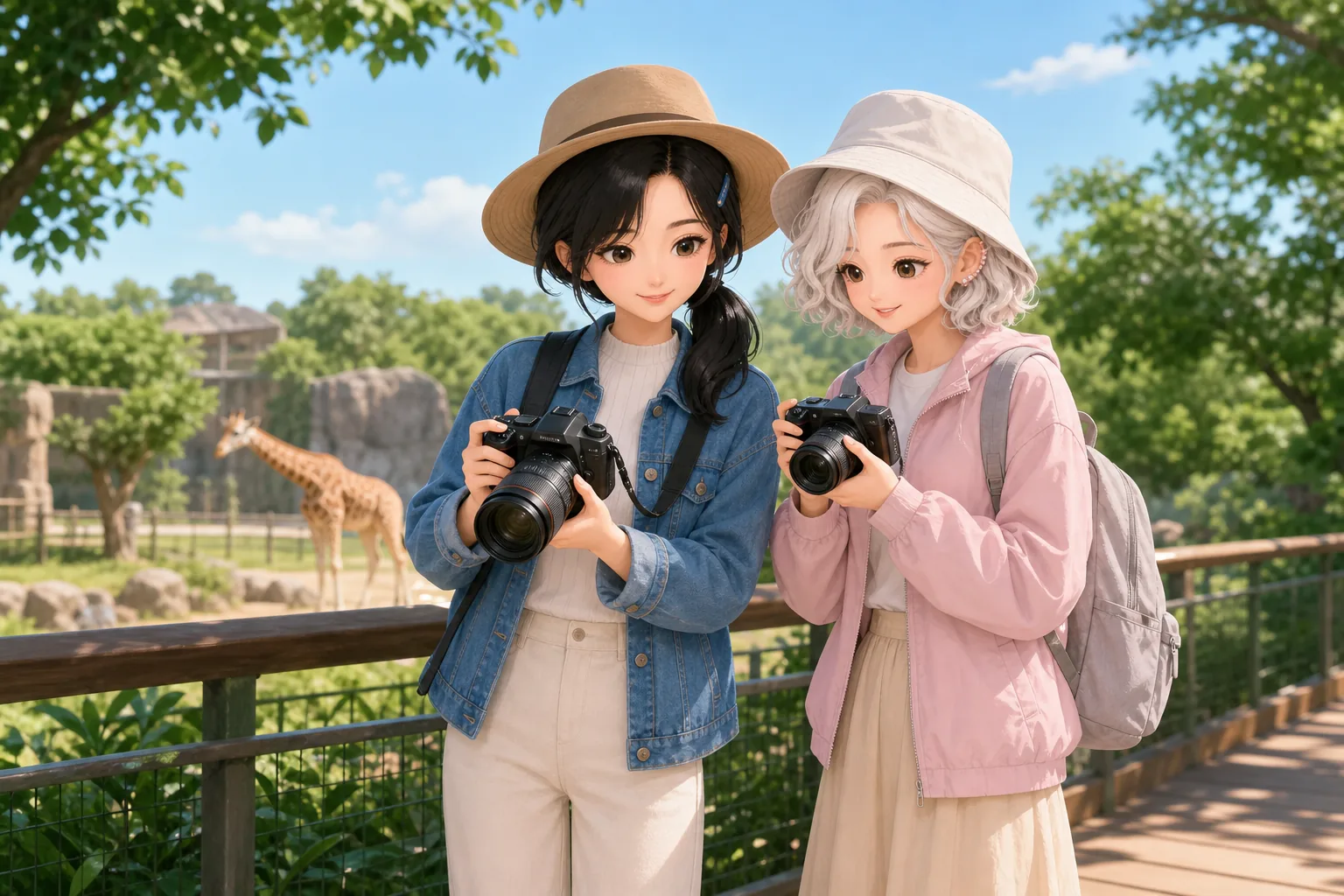 深見つむぎ、雪村ましろが動物園で写真散歩を楽しむ様子